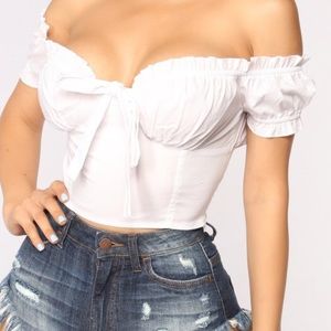 Off shoulder white crop top